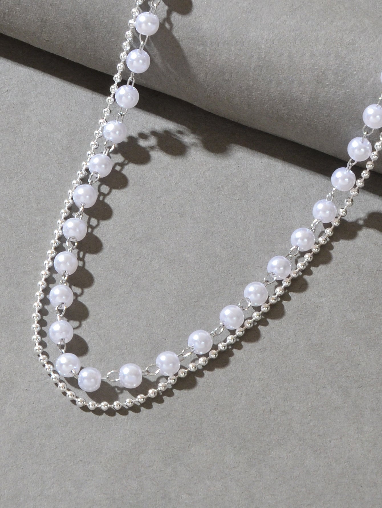 Bracciale/ Cavigliera Doppio Strato Catena Popcorn Argento con Perle