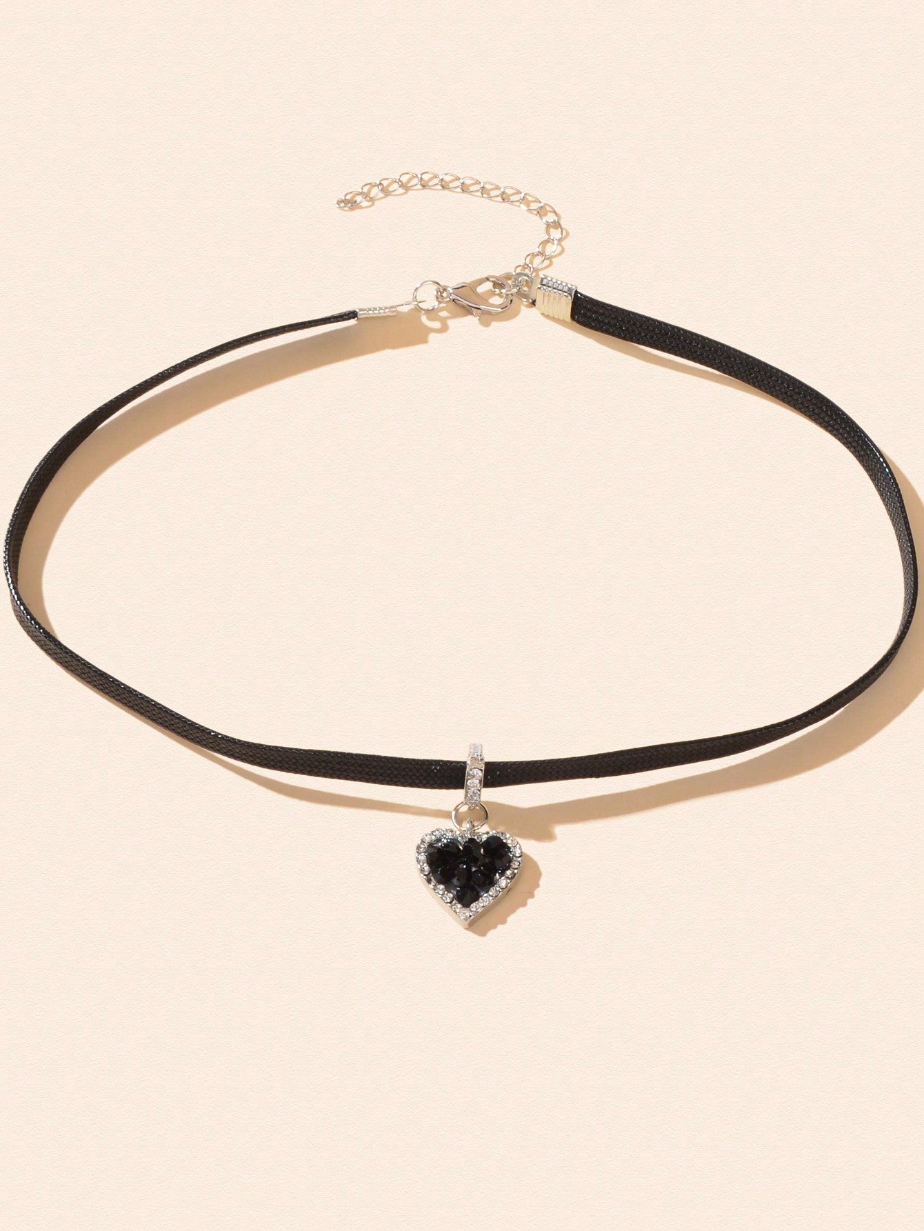 Collana/Collare Choker in pelle Cuore Nero