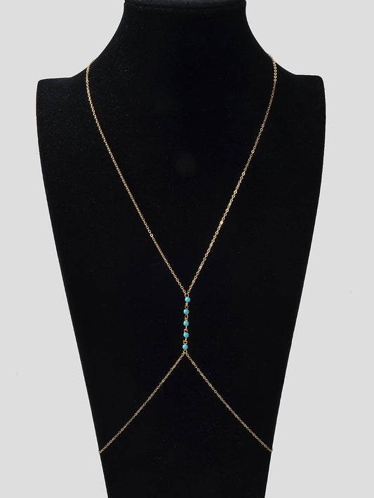 Sexy Turquoise Gold Silver Body Chain Beach Bikini Belly Waist Body Jewellery-0
