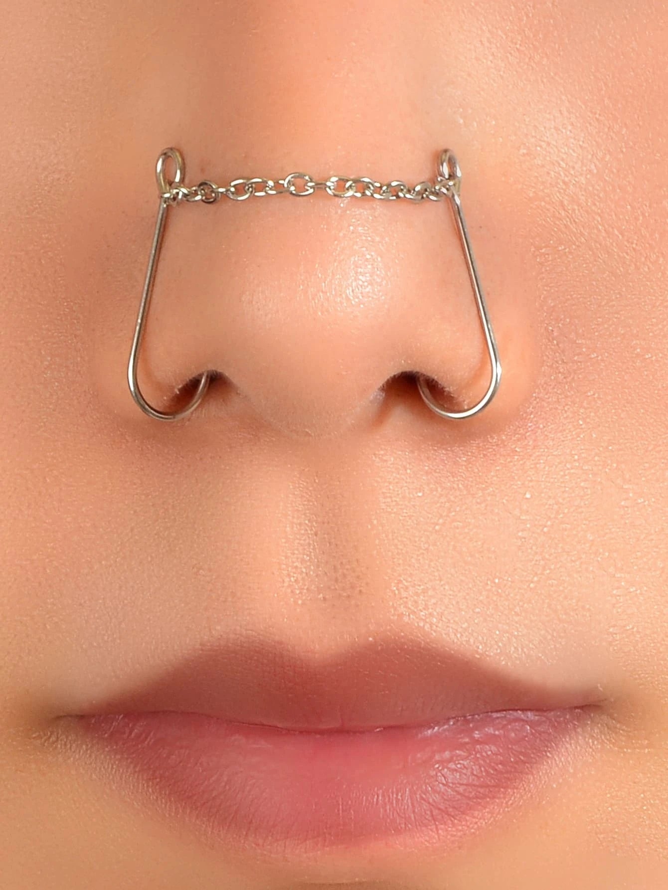 1pc Geometric Chain Link Punk Fake Nose Ring Lip Nose Body Piercing Jewellery-4