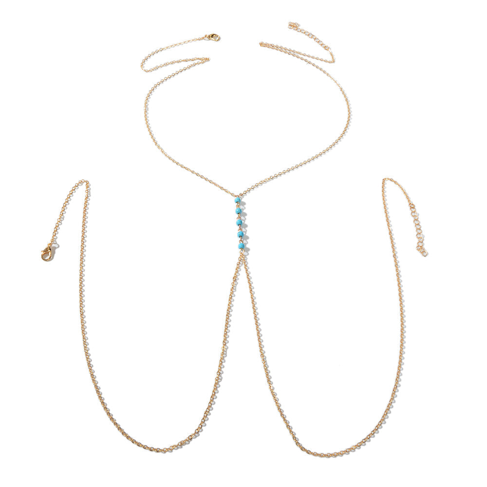 Sexy Turquoise Gold Silver Body Chain Beach Bikini Belly Waist Body Jewellery-4